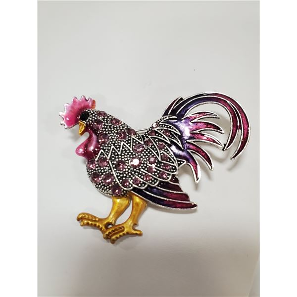 ROOSTER RHINESTONE BROOCH