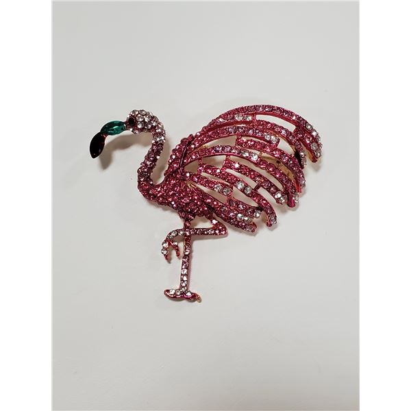 FLAMINGO RHINESTONE BROOCH
