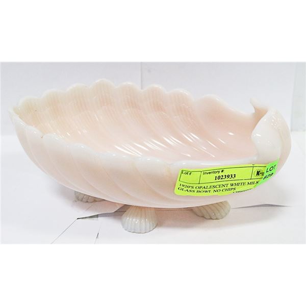 1920'S OPALESCENT WHITE MILK GLASS BOWL NO CHIPS