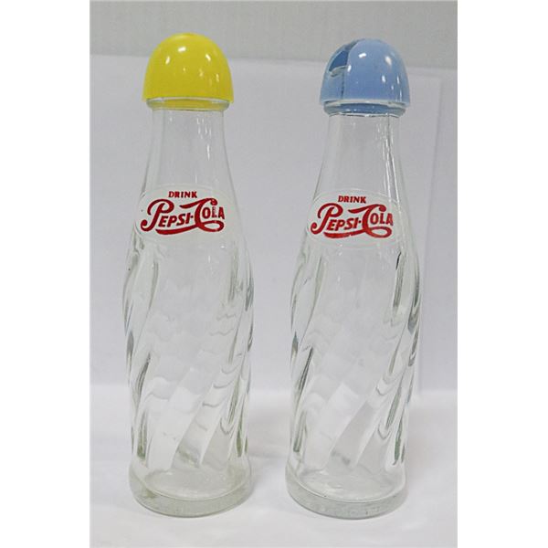 1950'S GLASS PEPSI SALT & PEPPER POP BOTTLES