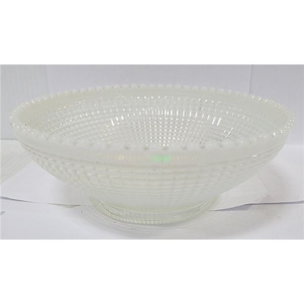 1920'S OPALESCENT WHITE GLASS BOWL NO CHIPS