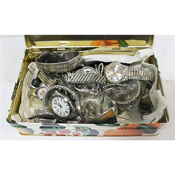 FRUITFUL TIN W SEVERAL WATCHES