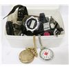 Image 1 : PLASTIC CONTAINER WITH SEVERAL WATCHES INCL 2