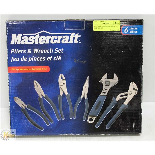 NEW MASTERCRAFT 6PC PLIERS & WRENCH SET