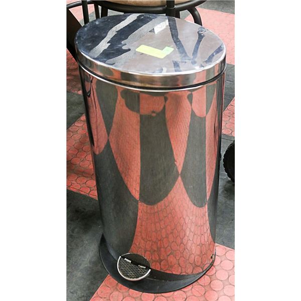 TALL CHROME STEP ON GARBAGE CAN