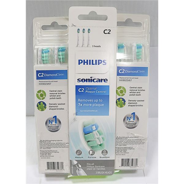 3 PACKS OF PHILLIPS SONICARE BRUSHHEADS-9 HEADS IN