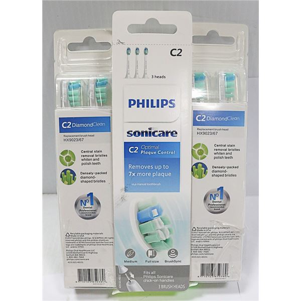 3 PACKS OF PHILLIPS SONICARE BRUSHHEADS-9 HEADS IN