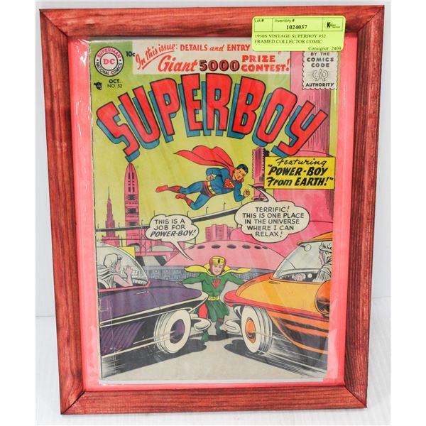 1950S VINTAGE SUPERBOY #52 FRAMED COLLECTOR COMIC