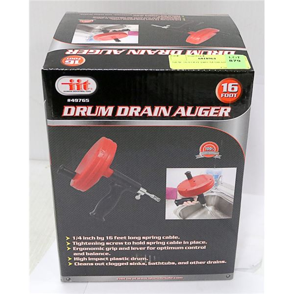 NEW 16 FOOT DRUM DRAIN AUGER