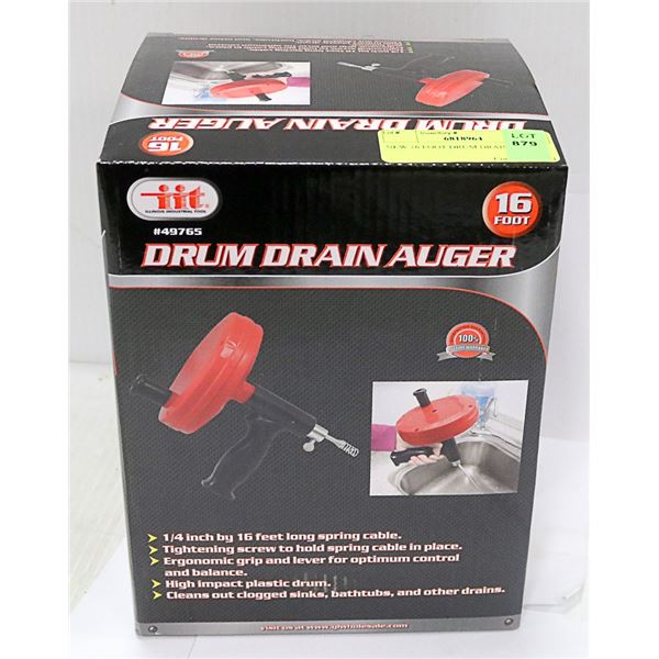 NEW 16 FOOT DRUM DRAIN AUGER
