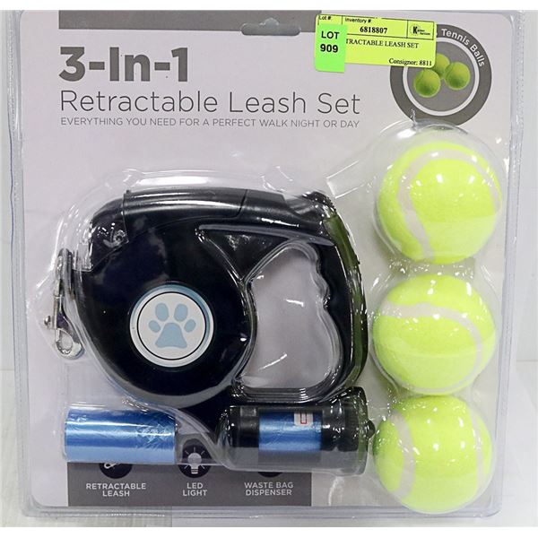 3 IN 1 RETRACTABLE LEASH SET