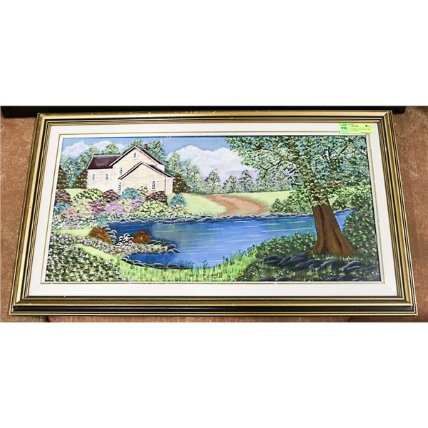 "SUMMER HOUSE IN THE LAKE" OIL ON BOARD