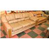 Image 1 : LIGHT BROWN OAK TRIM PAIR OF SOFAS
