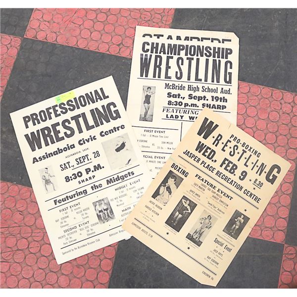 LOT OF 4 VINTAGE WRESTLING POSTERS