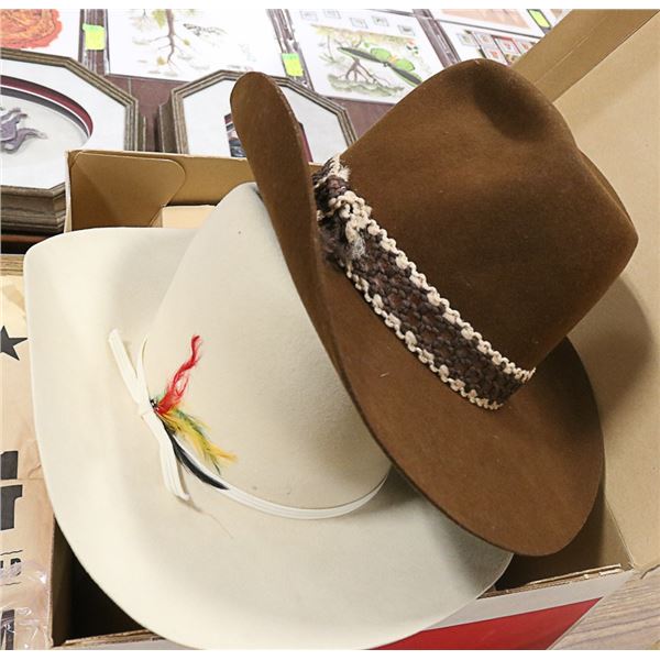 2 BILTMORE WESTERN HATS (FELT) WHITE SIZE 7 1/4