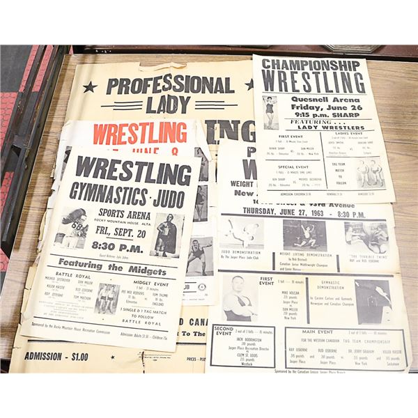LOT OF 5 VINTAGE WRESTLING POSTERS