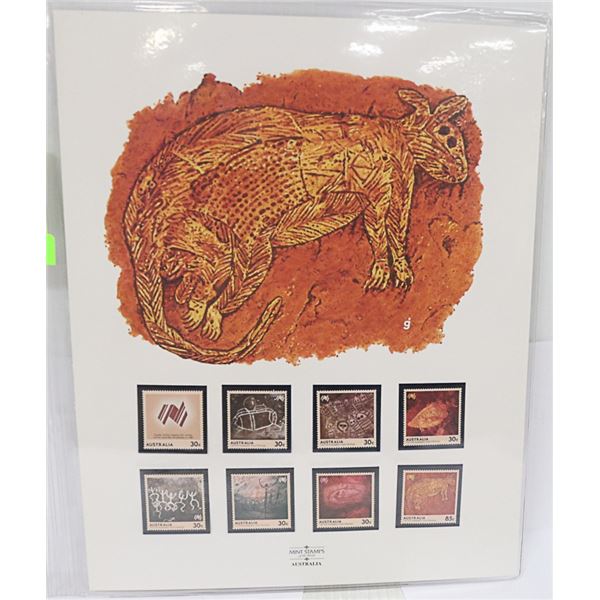 UNFRAMED ART PRINT WITH AUSTRALIAN STAMPS