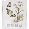 Image 1 : UNFRAMED BUTTERFLY BIRD PRINT W/STAMPS