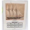 Image 1 : UNFRAMED SAILING SHIP PRINT WITH CANADA STAMPS