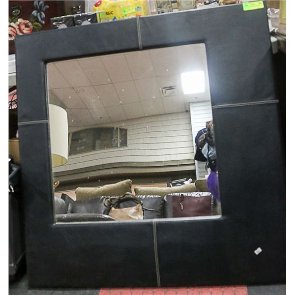 LARGE LEATHERETTE MIRROR 36" X 36"