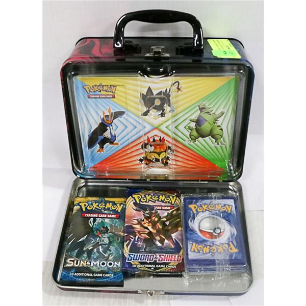 POKEMON TIN WITH x2 BOOSTER PACKS, ENERGY CARDS