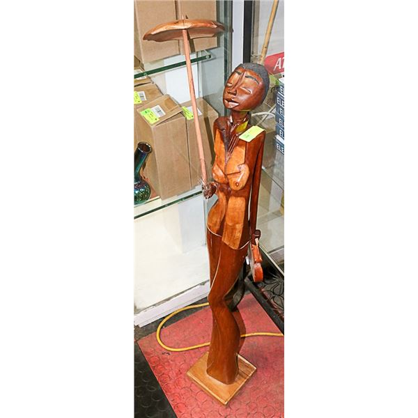 3.5 FT WOOD CARVING OF CUBAN LADY WITH