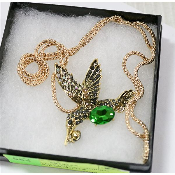 COMBONATION HUMMINGBIRD RHINESTONE BROOCH &