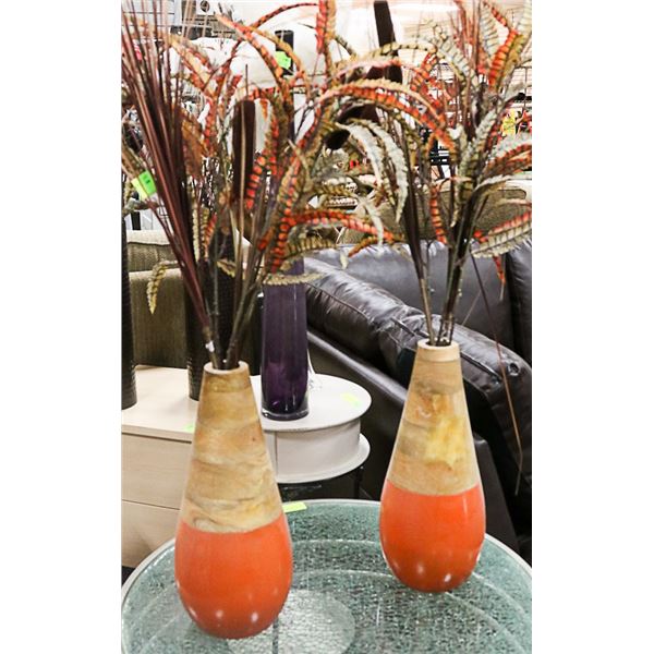 2 WOODEN VASES 20" TALL