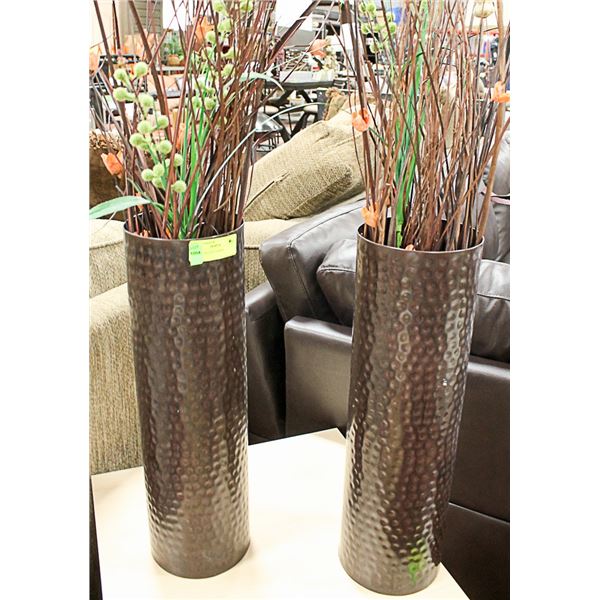 2 METAL ACCENT VASES 33" TALL