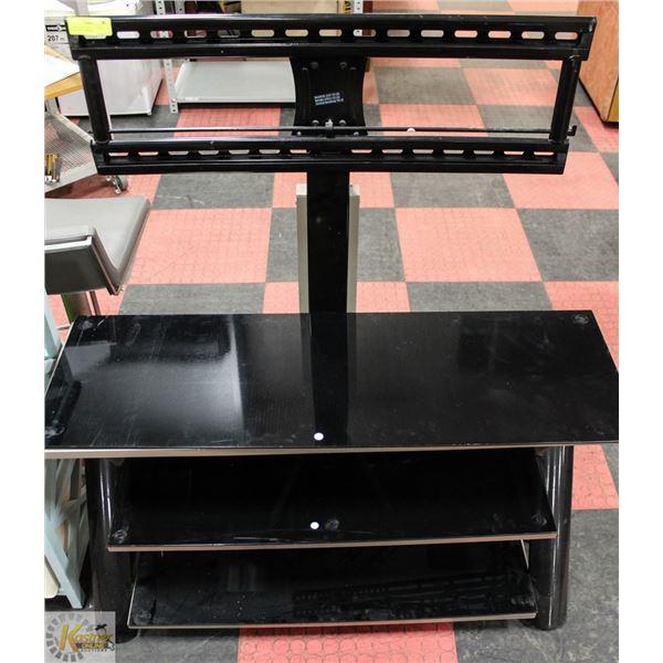 3 TIER GLASS TOP TELEVISION STAND WITH MOUNT