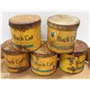 Image 1 : FIVE ANTIQUE BLACK CAT TOBACCO TINS WITH LID