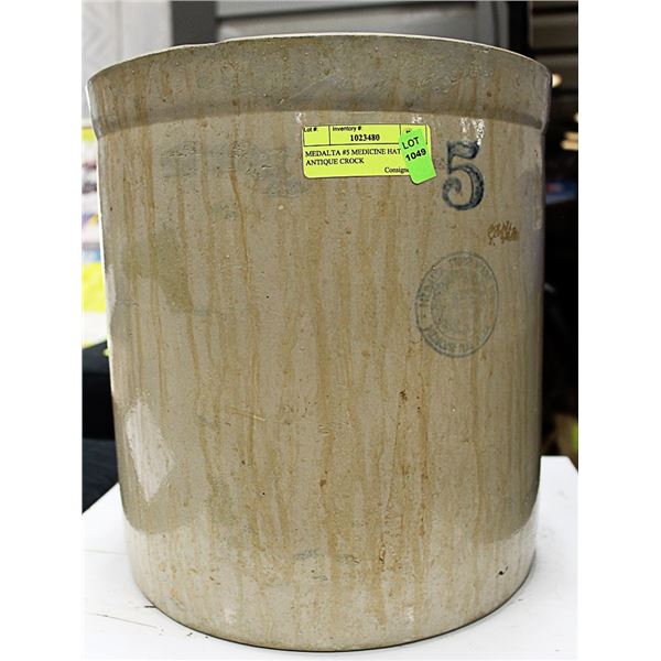 MEDALTA #5 MEDICINE HAT ANTIQUE CROCK