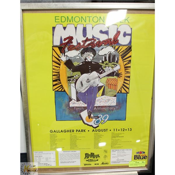 PAIR OF  FRAMED EDMONTON FOLK FESTIVAL POSTERS