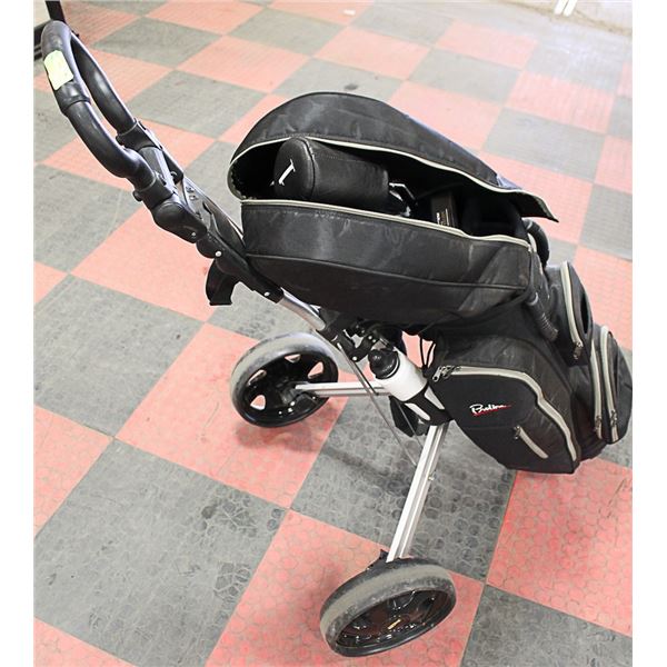 MEN'S PROLINE GOLF CLUBS WITH 2 WHEEL BAG BOY CART