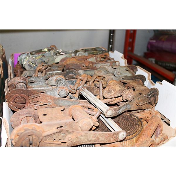 BOX WITH 8 USED 2" RATCHET STRAPS