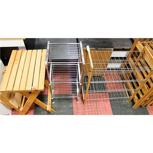 2 RACKS 1 METAL 1 WOOD AND METAL
