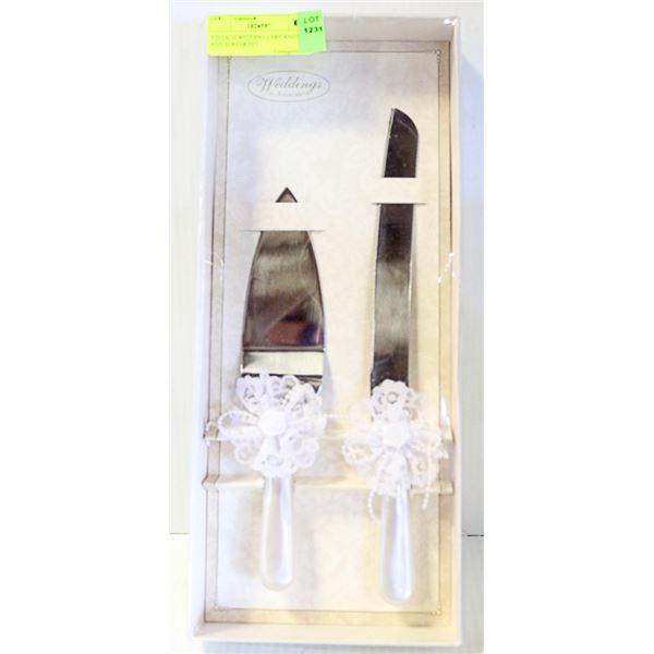 VINTAGE WEDDING CAKE KNIFE AND SERVER SET