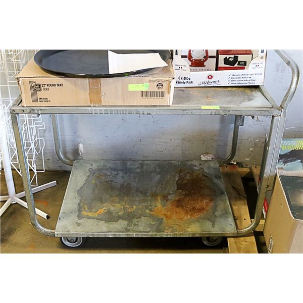 STAINLESS PRODUCE CART ON CASTORS