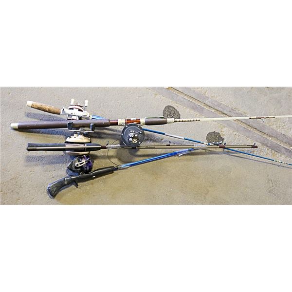 LOT OF 4 FISHING RODS & REELS