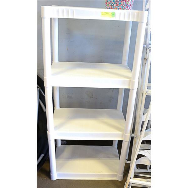 WHITE PLASTIC STORAGE SHELF