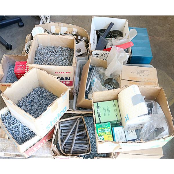 PALLET WITH HARDWARE AND NAILS