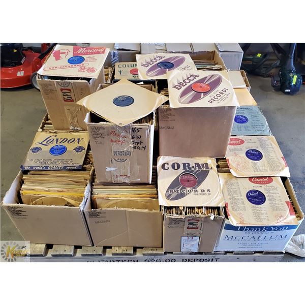 PALLET OF ASSORTED 78 RPM RECORDS .OLDIES, COUNTRY