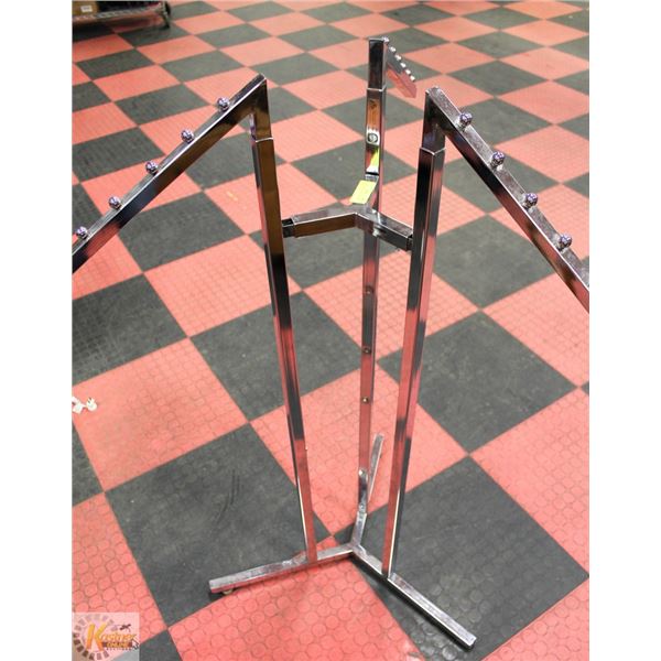 SILVER METAL RETAIL CLOTHING RACK