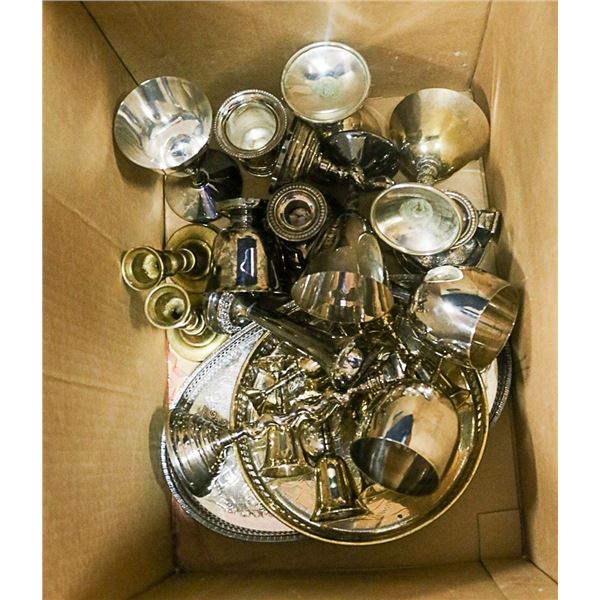 BOX OF CANDLE HOLDERS & GOBLETS