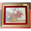 Image 1 : FRAMED NEEDLEWORK - POPPIES IN A VASE