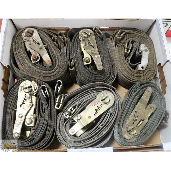 BOX OF 6 USED E-TRACK CARGO STRAPS