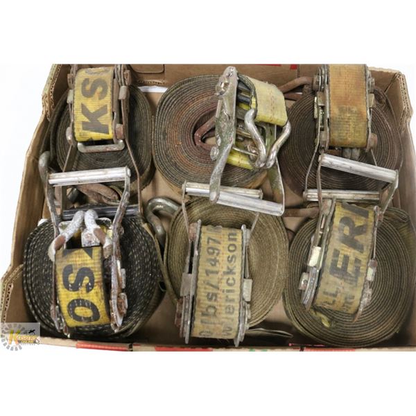 BOX WITH 6 USED 2" RATCHET STRAPS