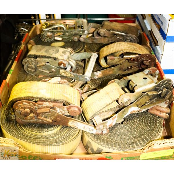 BOX WITH 6 USED 2" RATCHET STRAPS