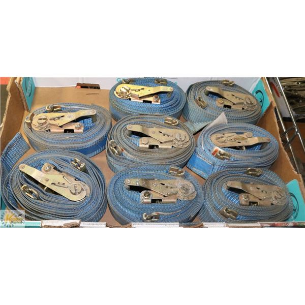 BOX WITH 8 USED E-TRACK CARGO STRAPS