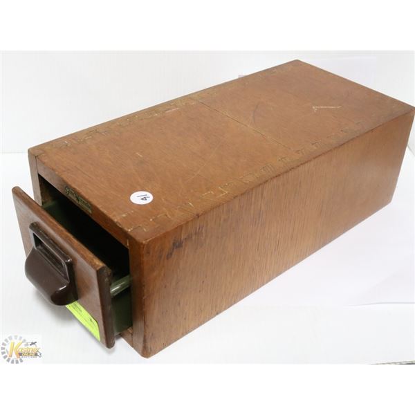 VINTAGE OAK INDEX CARD FILE DRAWER